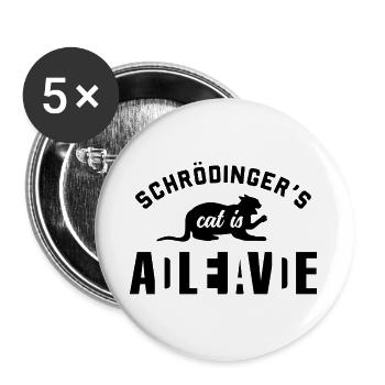 Schrödingers Katze - Buttons groß 56 mm (5er Pack) - Weiß - Vorne