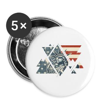 New York City USA America Statue of Liberty - Buttons large 2.2''/56 mm (5-pack) - white - Front