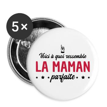 voici à quoi ressemble la maman parfaite - Lot de 5 grands badges (56 mm) - blanc - Devant