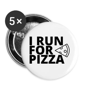 I run for pizza - Buttons large 2.2''/56 mm (5-pack) - white - Front