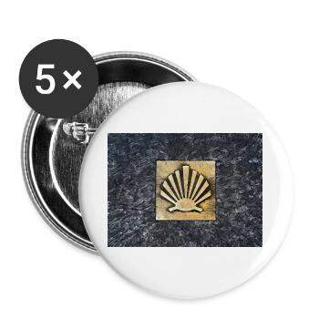 Jakobsmuschel Camino de Santiago - Buttons groß 56 mm (5er Pack) - Weiß - Vorne