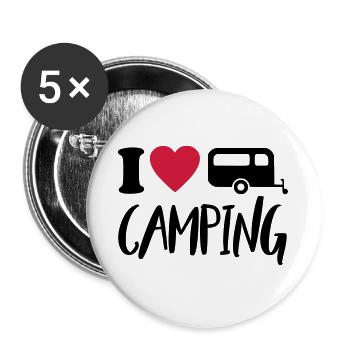 I Love Camping Campen Zelten - Buttons groß 56 mm (5er Pack) - Weiß - Vorne