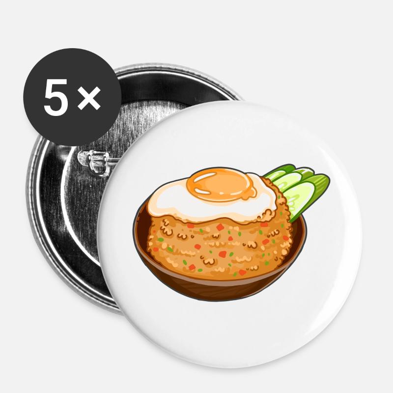 Nasi Goreng - Buttons large 2.2''/56 mm (5-pack) - white