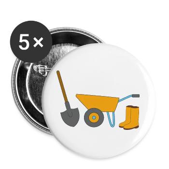 Jardinage - Lot de 5 grands badges (56 mm) - blanc - Devant