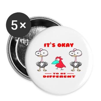 Vogel Vögel Cartoon - Buttons groß 56 mm (5er Pack) - Weiß - Vorne