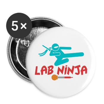 LAB NINJA - TECHNICIEN DE LABORATOIRE MÉDICAL - Lot de 5 grands badges (56 mm) - blanc - Devant