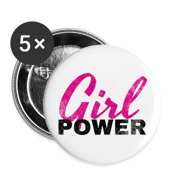 Girl Power - Buttons groß 56 mm (5er Pack) - Weiß - Vorne