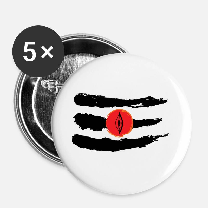 Third Eye Shiva Black Stripes - Buttons large 2.2''/56 mm (5-pack) - white
