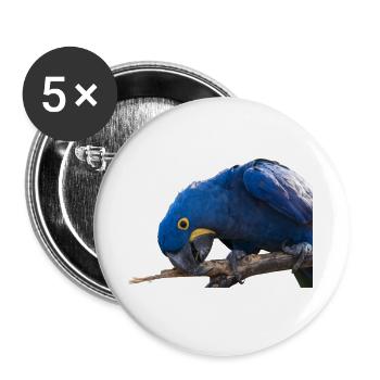 Hyazinth Ara Papagei Gesichtsansicht - Buttons groß 56 mm (5er Pack) - Weiß - Vorne
