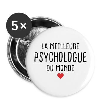 Femme Meilleure Psychologue du monde Super Cadeau - Lot de 5 grands badges (56 mm) - blanc - Devant