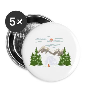 Camping Camping Mountain Motif Gift Idea - Buttons large 2.2''/56 mm (5-pack) - white - Front