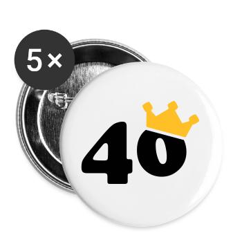 40 couronne 40 anniversaire 40 ans - Lot de 5 grands badges (56 mm) - blanc - Devant