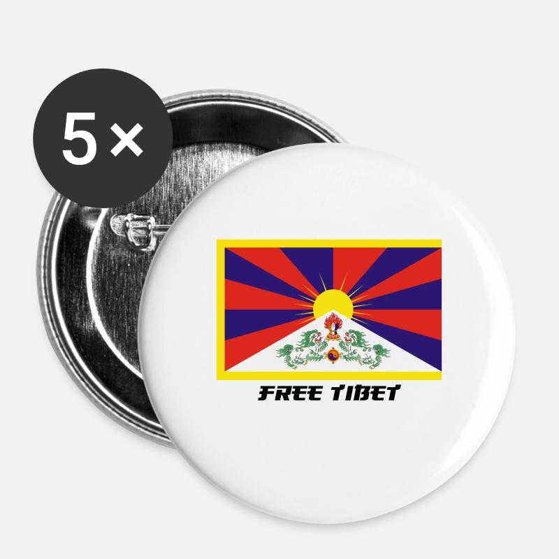 Free Tibet - Buttons large 2.2''/56 mm (5-pack) - white
