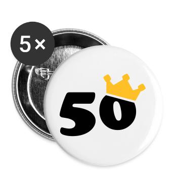 50 couronne 50 anniversaire 50 ans - Lot de 5 grands badges (56 mm) - blanc - Devant