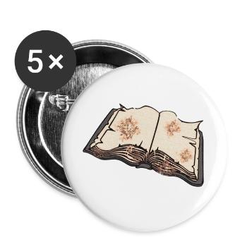 Open an old book, read - Buttons large 2.2''/56 mm (5-pack) - white - Front