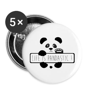 life is pandastic - Buttons large 2.2''/56 mm (5-pack) - white - Front