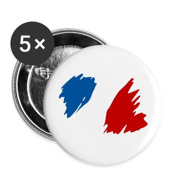 Frankreich Französische Fahne Franzose France Deko - Buttons groß 56 mm (5er Pack) - Weiß - Vorne
