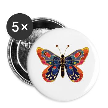 Papillon - Lot de 5 grands badges (56 mm) - blanc - Devant