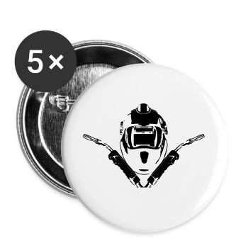 Schweisser - Welder - Schweissen - Buttons groß 56 mm (5er Pack) - Weiß - Vorne
