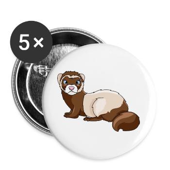 Frettchen - Buttons groß 56 mm (5er Pack) - Weiß - Vorne