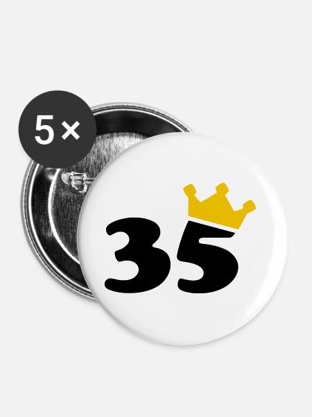 35 crown 35 birthday 35 years - Buttons large 2.2''/56 mm (5-pack) - white