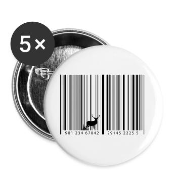 Barcode as a forest with a deer - Buttons large 2.2''/56 mm (5-pack) - white - Front