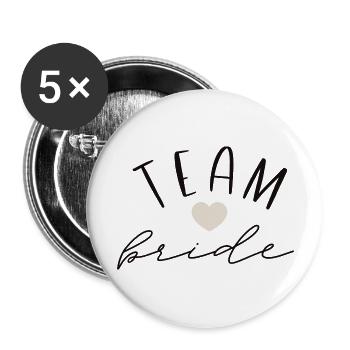 Team Bride - Buttons groß 56 mm (5er Pack) - Weiß - Vorne