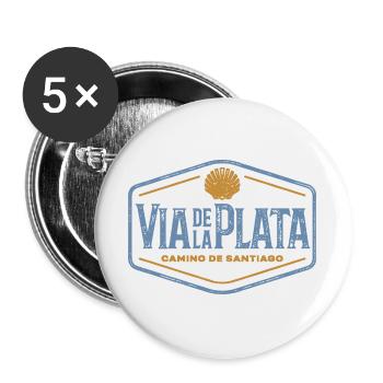 Via de la Plata Pilgrims' Stamp | Santiago - Buttons large 2.2''/56 mm (5-pack) - white - Front