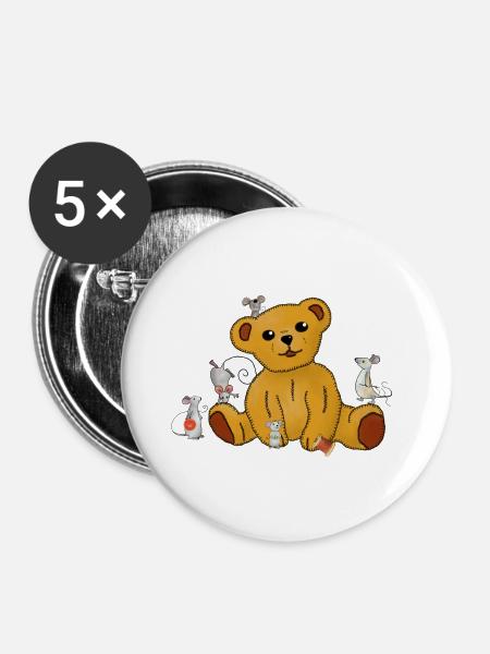 Mäuse nähen Teddy - Buttons groß 56 mm (5er Pack) - Weiß