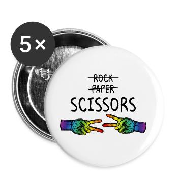 Rock Paper Scissors LGBTQ Pride Month Lesbian - Buttons large 2.2''/56 mm (5-pack) - white - Front