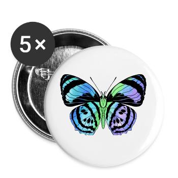 Schmetterling Schmetterling Tier bunt Farbe - Buttons groß 56 mm (5er Pack) - Weiß - Vorne