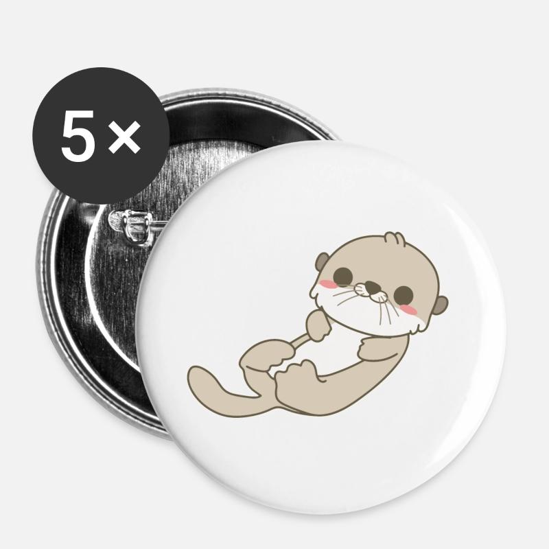 Otter - Buttons groß 56 mm (5er Pack) - Weiß