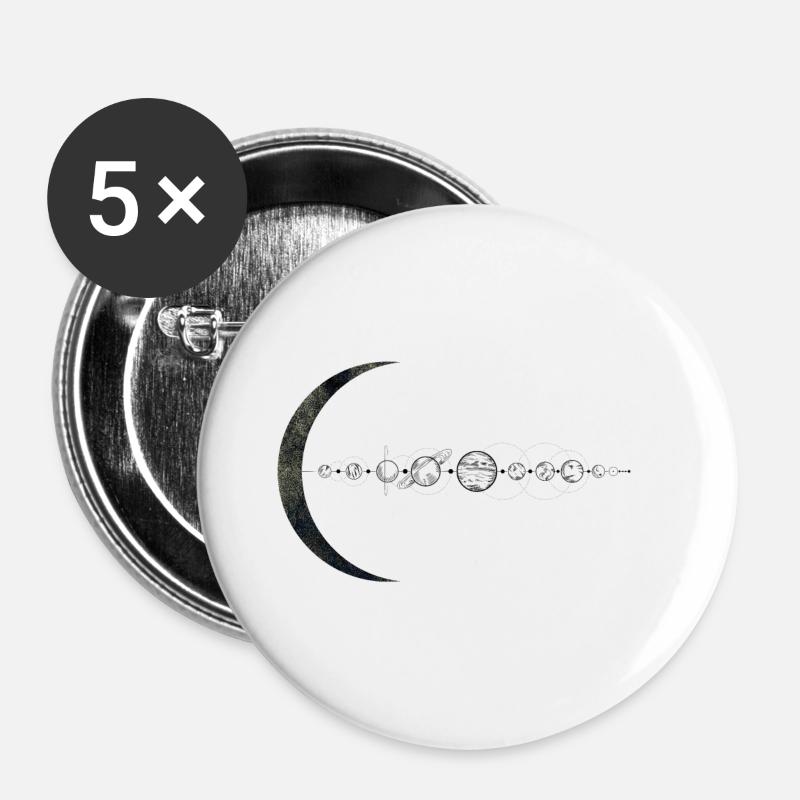 Planeten - Buttons groß 56 mm (5er Pack) - Weiß