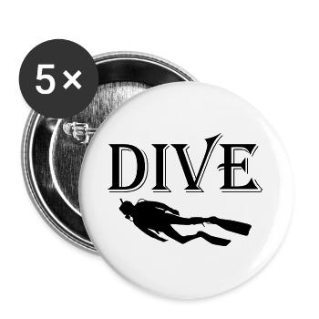 Diving Dive Dive - Buttons large 2.2''/56 mm (5-pack) - white - Front