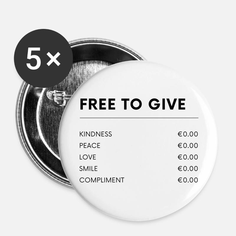 Free to give - Buttons large 2.2''/56 mm (5-pack) - white