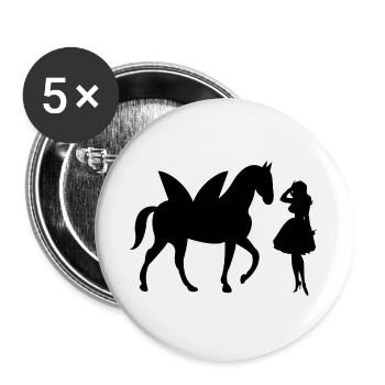 Cheval - Lot de 5 grands badges (56 mm) - blanc - Devant