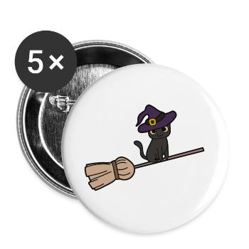 Cat Witch's Bbe - Buttons large 2.2''/56 mm (5-pack) - white - Front