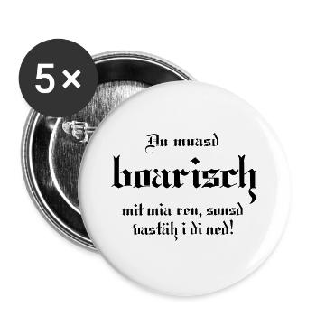 Boarisch - Buttons groß 56 mm (5er Pack) - Weiß - Vorne