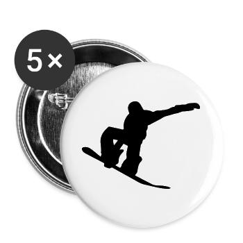Snowboard Snowboarder - Buttons groß 56 mm (5er Pack) - Weiß - Vorne