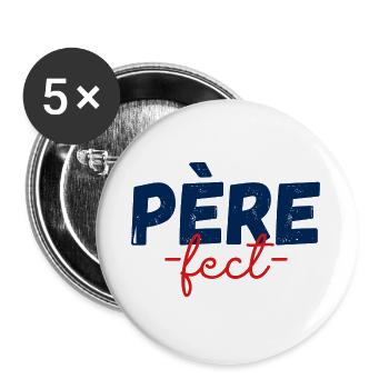 Père fect cadeau pour papa - Lot de 5 grands badges (56 mm) - blanc - Devant