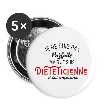 Pas parfaite mais diététicienne - Lot de 5 grands badges (56 mm) - blanc - Devant