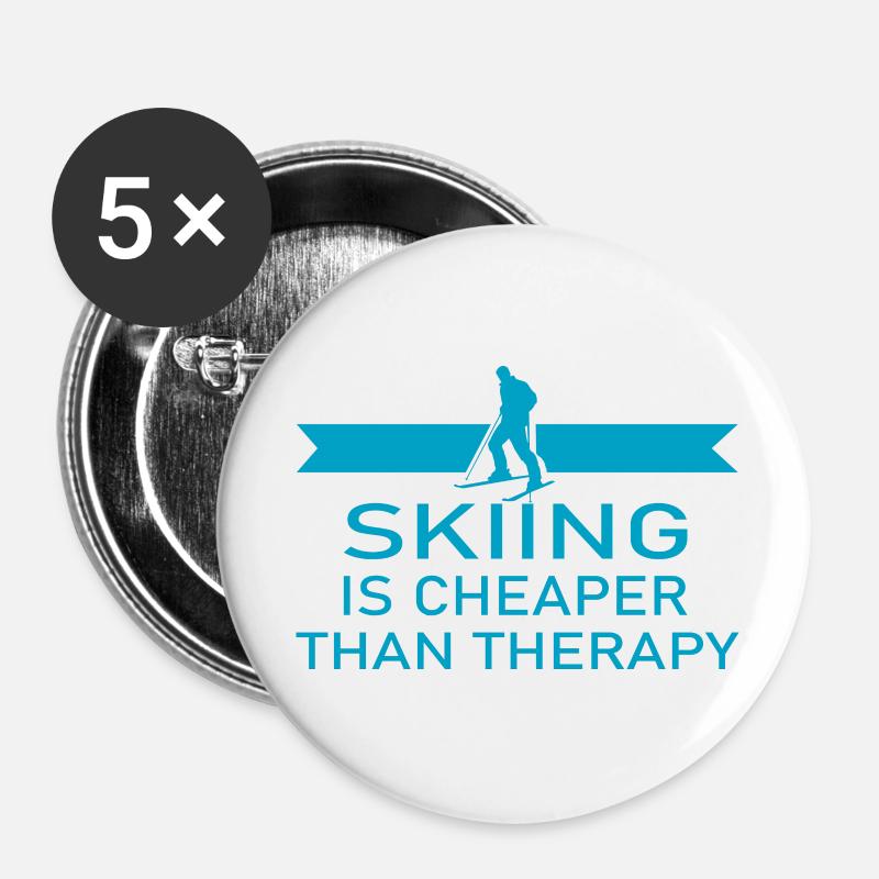 Ski Skiing Après-Ski - Buttons large 2.2''/56 mm (5-pack) - white