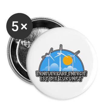 Erneuerbare Energie ist die Zukunft - Buttons groß 56 mm (5er Pack) - Weiß - Vorne