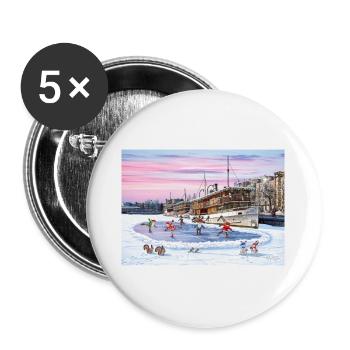 Le port de passagers de Savonlinna, Finlande - Lot de 5 grands badges (56 mm) - blanc - Devant