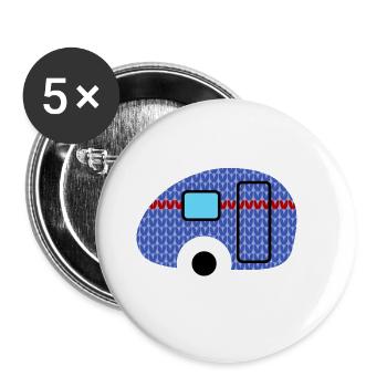 Caravane Tricot Motif Caravane Camping Hiver - Lot de 5 grands badges (56 mm) - blanc - Devant