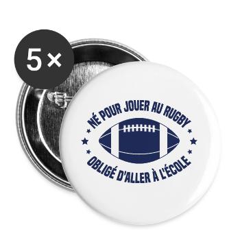 Joueur De Rugby Rigolo Rugby Ballon Humour - Lot de 5 grands badges (56 mm) - blanc - Devant