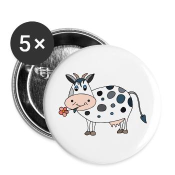 Kuh - Buttons groß 56 mm (5er Pack) - Weiß - Vorne