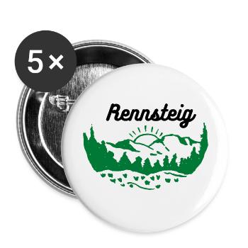 Thüringen Rennsteig Wandern Thüringer Wald grün - Buttons groß 56 mm (5er Pack) - Weiß - Vorne