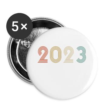 Retro Millésime 2023 Édition Limitée Anniversaire - Lot de 5 grands badges (56 mm) - blanc - Devant