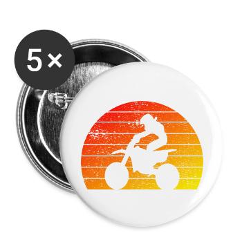 Motorcross Motorradfahrer Motorrad Retro Mofa - Buttons groß 56 mm (5er Pack) - Weiß - Vorne